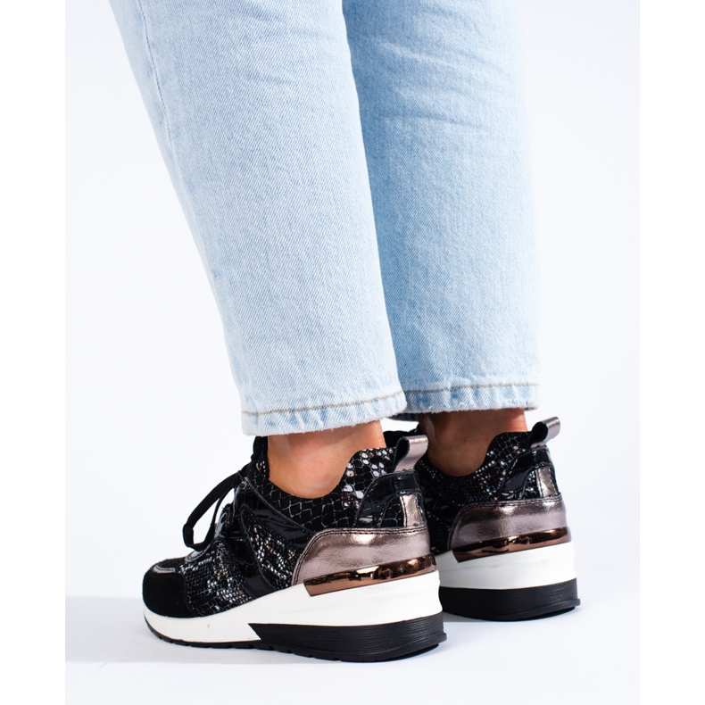 Goodin Baskets en cuir à imprimé serpent le noir 2