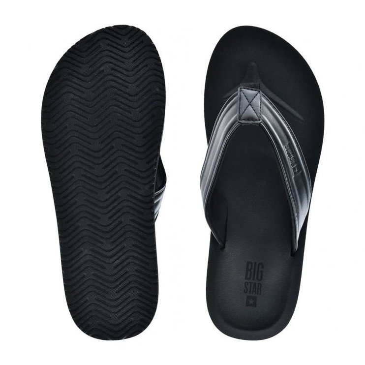 Tongs pour hommes en cuir écologique noir Big Star LL174605 1