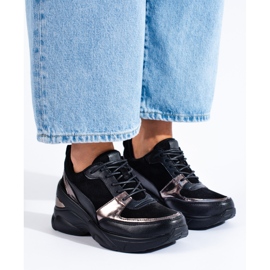 Baskets femme en cuir noir Shelovet le noir 1 Baskets femme en cuir noir Shelovet le noir 1