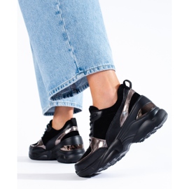 Baskets femme en cuir noir Shelovet le noir 2 Baskets femme en cuir noir Shelovet le noir 2