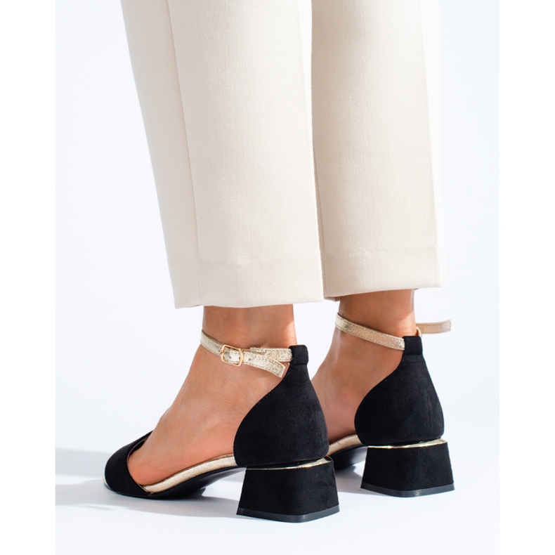 Sandales noires à petits talons Shelovet, femmes 2