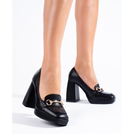 Escarpins noirs à talons blocs Shelovet 1