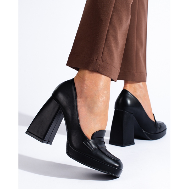 Bottes noires Shelovet avec un bloc épais le noir 1 Bottes noires Shelovet avec un bloc épais le noir 1