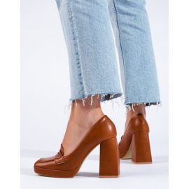 Bottines Shelovet marron à bloc épais brun 1