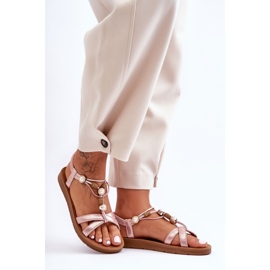 PG1 Sandales ornées de paillettes pour femmes Rose Midol 1