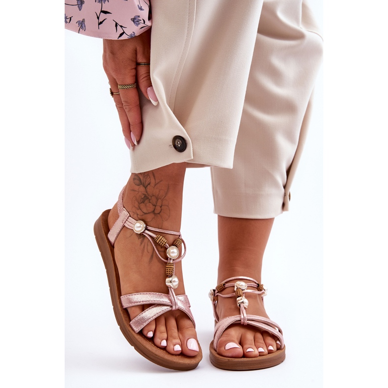 PG1 Sandales ornées de paillettes pour femmes Rose Midol 2