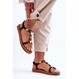 PG1 Sandales Ornées Femme Noir Kushi 2