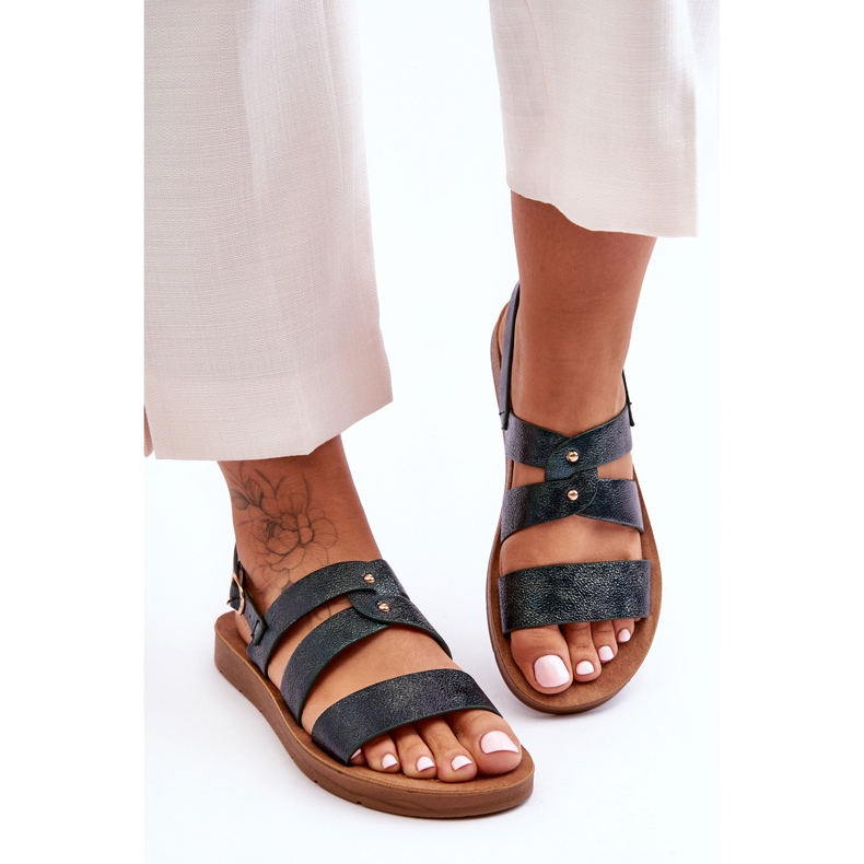 PG1 Sandales Brillantes Femme Vert Foncé Catalia 2