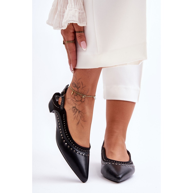 PG1 Ballerines En Cuir Avec Clous Noir Laroshe 1
