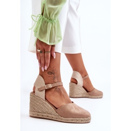PG1 Sandales Compensées en Daim Beige Selfoss 1