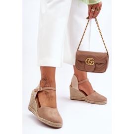PG1 Sandales Compensées en Daim Beige Selfoss 6
