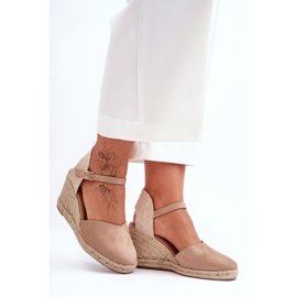 PG1 Sandales Compensées en Daim Beige Selfoss 4