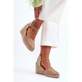 PG1 Sandales Compensées en Daim Beige Selfoss 7