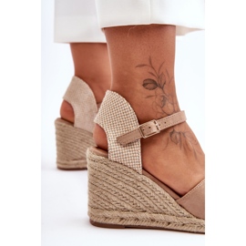 PG1 Sandales Compensées en Daim Beige Selfoss 3