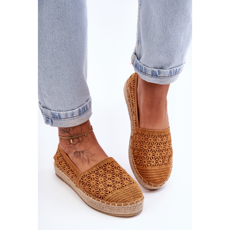 PG1 Espadrilles Femme Camel One Lover Ajourées brun 1