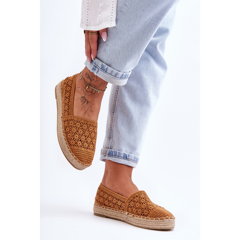PG1 Espadrilles Femme Camel One Lover Ajourées brun 2