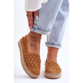 PG1 Espadrilles Femme Camel One Lover Ajourées brun 6