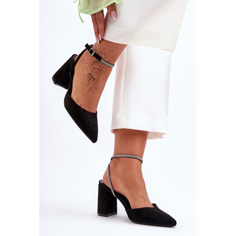 PG1 Escarpins En Daim Avec Bride Décorative Noir Lirosa 2