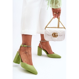 Escarpins En Daim Avec Bande Décorative Vert Lirosa 1