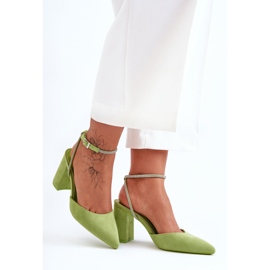 Escarpins En Daim Avec Bande Décorative Vert Lirosa 5
