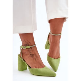Escarpins En Daim Avec Bande Décorative Vert Lirosa 6