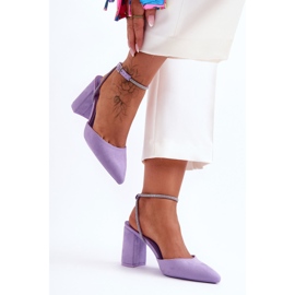 Escarpins En Daim Avec Bride Décorative Violet Lirosa 5