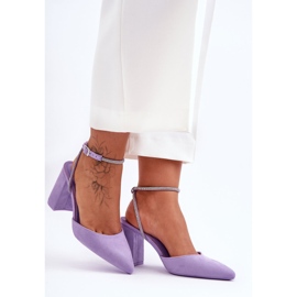 Escarpins En Daim Avec Bride Décorative Violet Lirosa 2