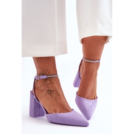Escarpins En Daim Avec Bride Décorative Violet Lirosa 3