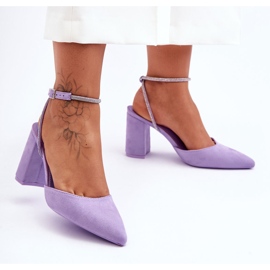 Escarpins En Daim Avec Bride Décorative Violet Lirosa 4