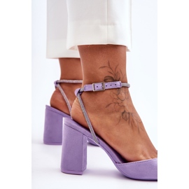 Escarpins En Daim Avec Bride Décorative Violet Lirosa 6