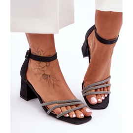 PG1 Sandales à Talons Brillants Noir Enenor 1