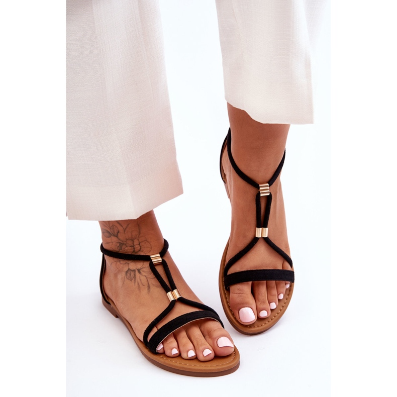 PG1 Sandales Plates Zippées Femme Noir Jullie 2