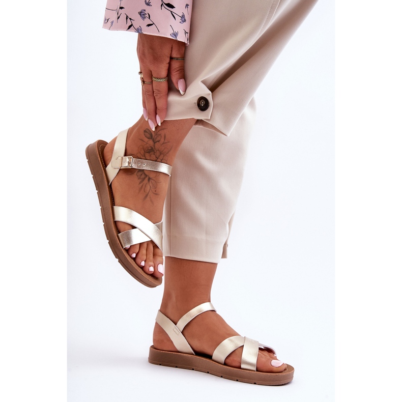 Sandales Classiques en Cuir pour Femme Doré Talisma 1