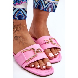 Pantoufles classiques pour femmes avec une décoration impressionnante rose 2