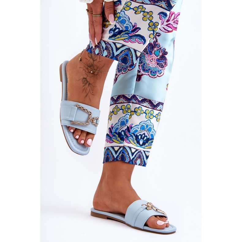 Pantoufles classiques bleues à ornements impressionnants pour femmes 2