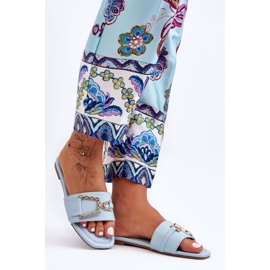 Pantoufles classiques bleues à ornements impressionnants pour femmes 7