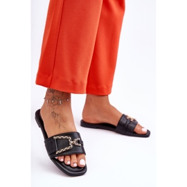 Pantoufles classiques noires à ornements impressionnants pour femmes 2