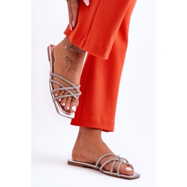 Chaussons Femme Avec Rayures Et Strass Argenté Leomi 2 Chaussons Femme Avec Rayures Et Strass Argenté Leomi 2