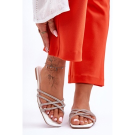 PG1 Sandales à rayures et strass pour femmes Blanc Leomi blanche 1