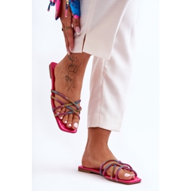 Chaussons Femme Avec Rayures Et Strass Multicolore Leomi rose 2