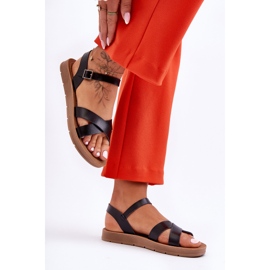 Sandales en cuir noires classiques Talisma pour femmes le noir 1