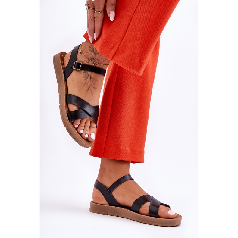 Sandales en cuir noires classiques Talisma pour femmes 1