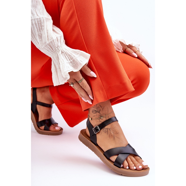 Sandales en cuir noires classiques Talisma pour femmes 2