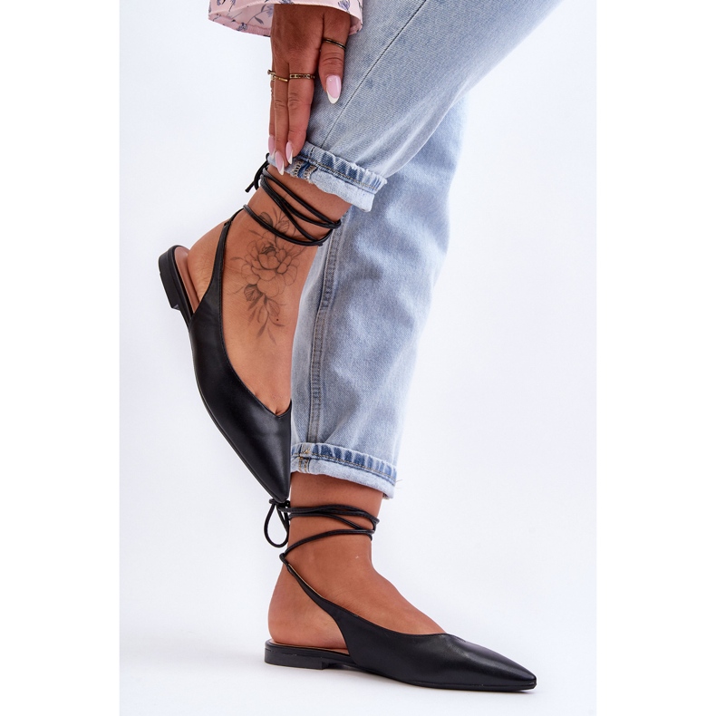 PG1 Ballerines à lacets pour femmes Noir Lilly Ann 2