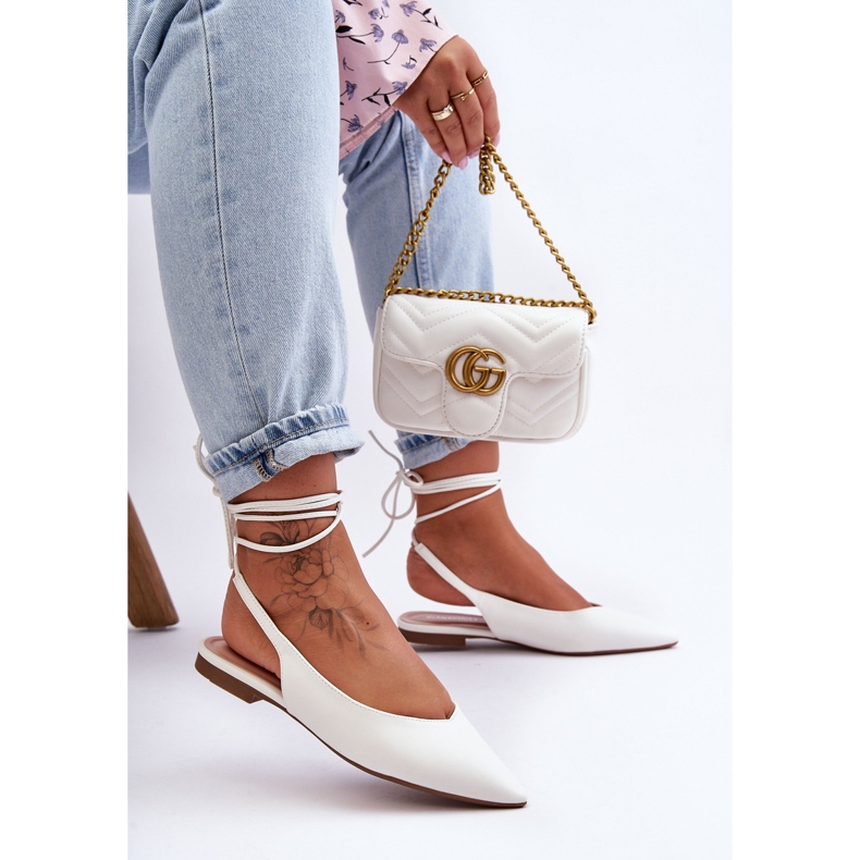 PG1 Ballerines à Lacets pour Femme Blanc Lilly Ann 1