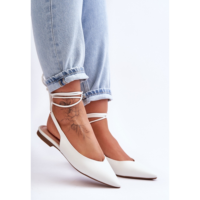 PG1 Ballerines à Lacets pour Femme Blanc Lilly Ann 2