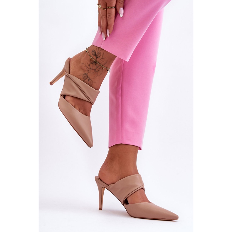 Inna Chaussons Talons Hauts Cuir Beige Foncé Aveline 2 Inna Chaussons Talons Hauts Cuir Beige Foncé Aveline 2