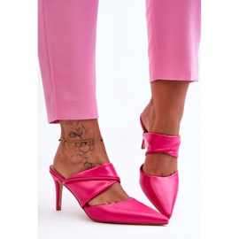 Tongs Cuir Fuchsia Aveline rose 1