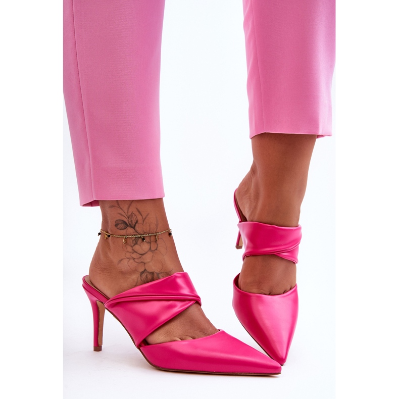 Tongs Cuir Fuchsia Aveline rose 1