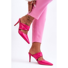 Tongs Cuir Fuchsia Aveline rose 2